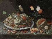 Jan Van Kessel Still life with grapes and other fruit on a platter Sweden oil painting artist